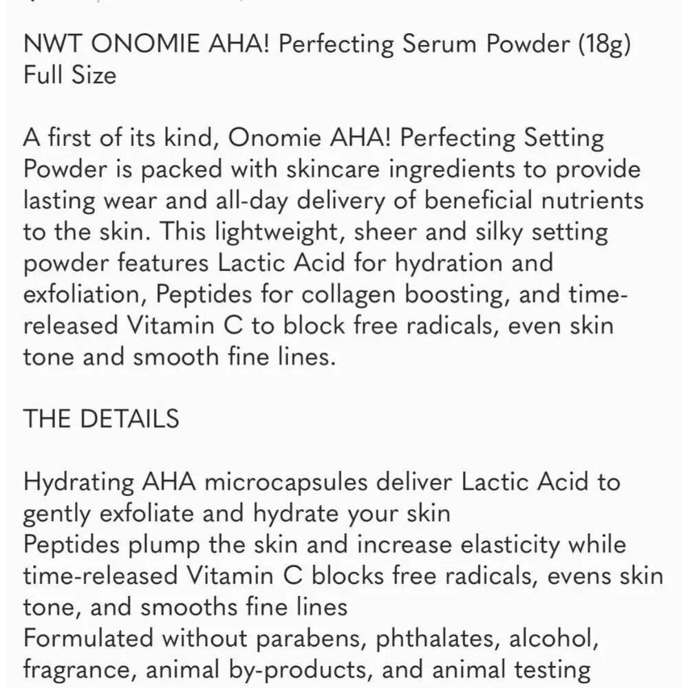 ONOMIE AHA Perfecting Time-Released Vitamin C Setting Powder Lyon Translucent